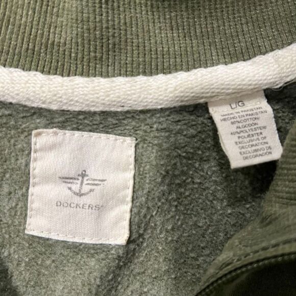 Dockers Quarter Zip Olive Green Sweatshirt Size Large - Picture 5 of 6